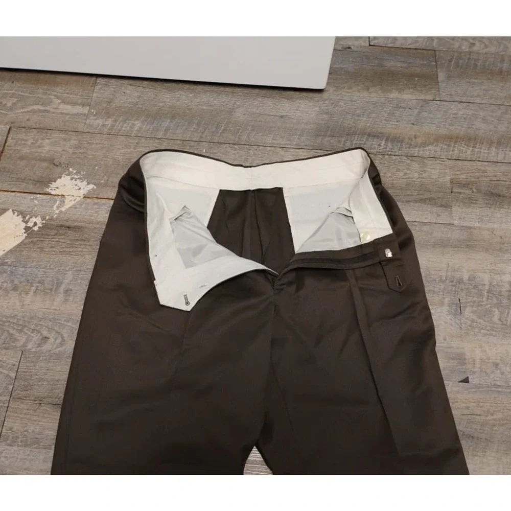 Albert Nipon 2 Piece Suit Mens 40L pant 38x33L Solid Brown Three Button